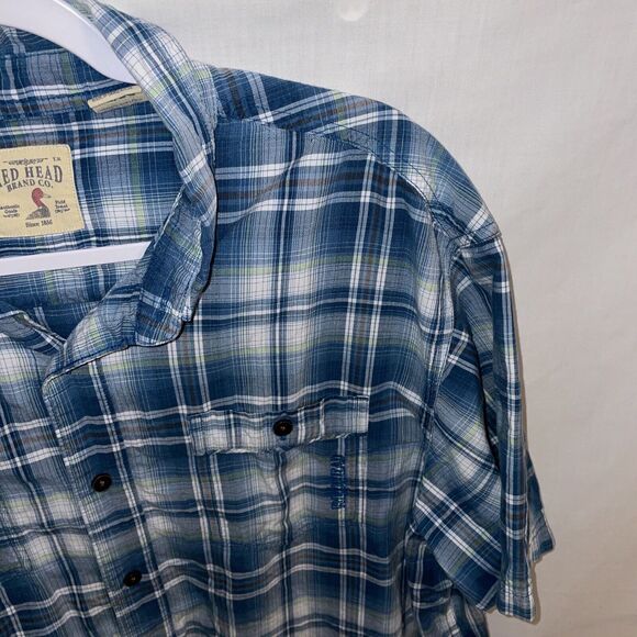 Red Head Casual Shirt Men’s Size XL Blue Striped Short Sleeve Button Up Cotton - Picture 4 of 12